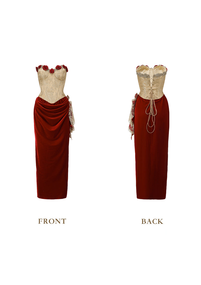 Red Strapless Corset Dress | Wild Rosa Gown Red Strapless Corset Dress | Wild Rosa Gown