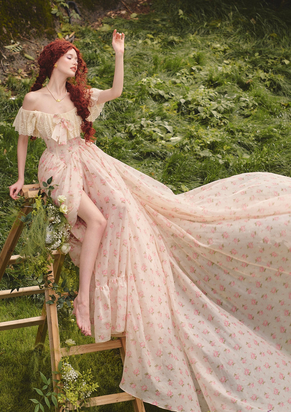Off The Shoulder Floral Dress | Sissi Corset