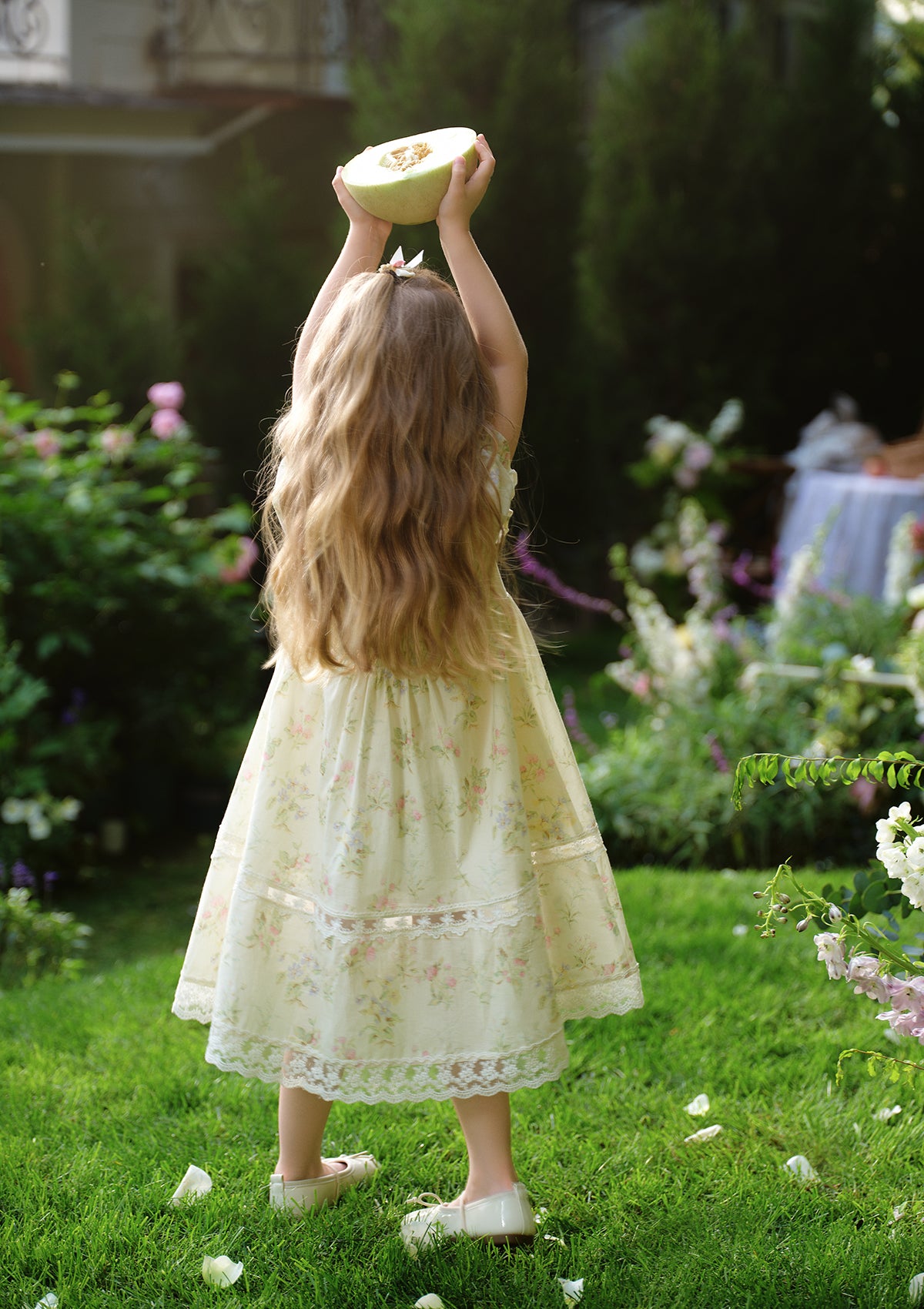 tea party dress for girls Toddler Girl Garden Corset 120 Polyester Silhouette Style:Full Ensemble royal blue sequin dress White Wide V Neck