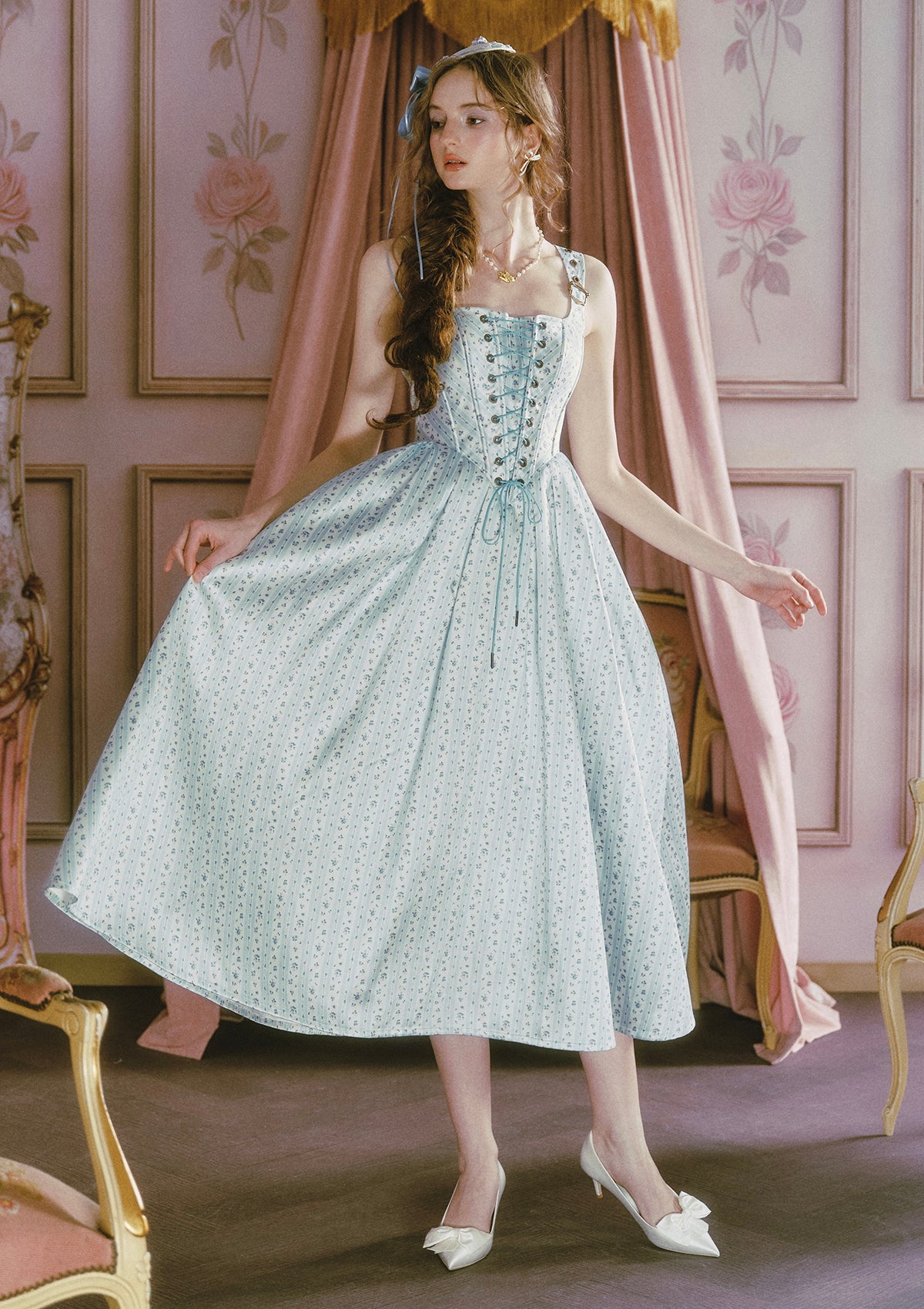 Afternoon Sweet Tea Dress (Blue) In-stock / XS
