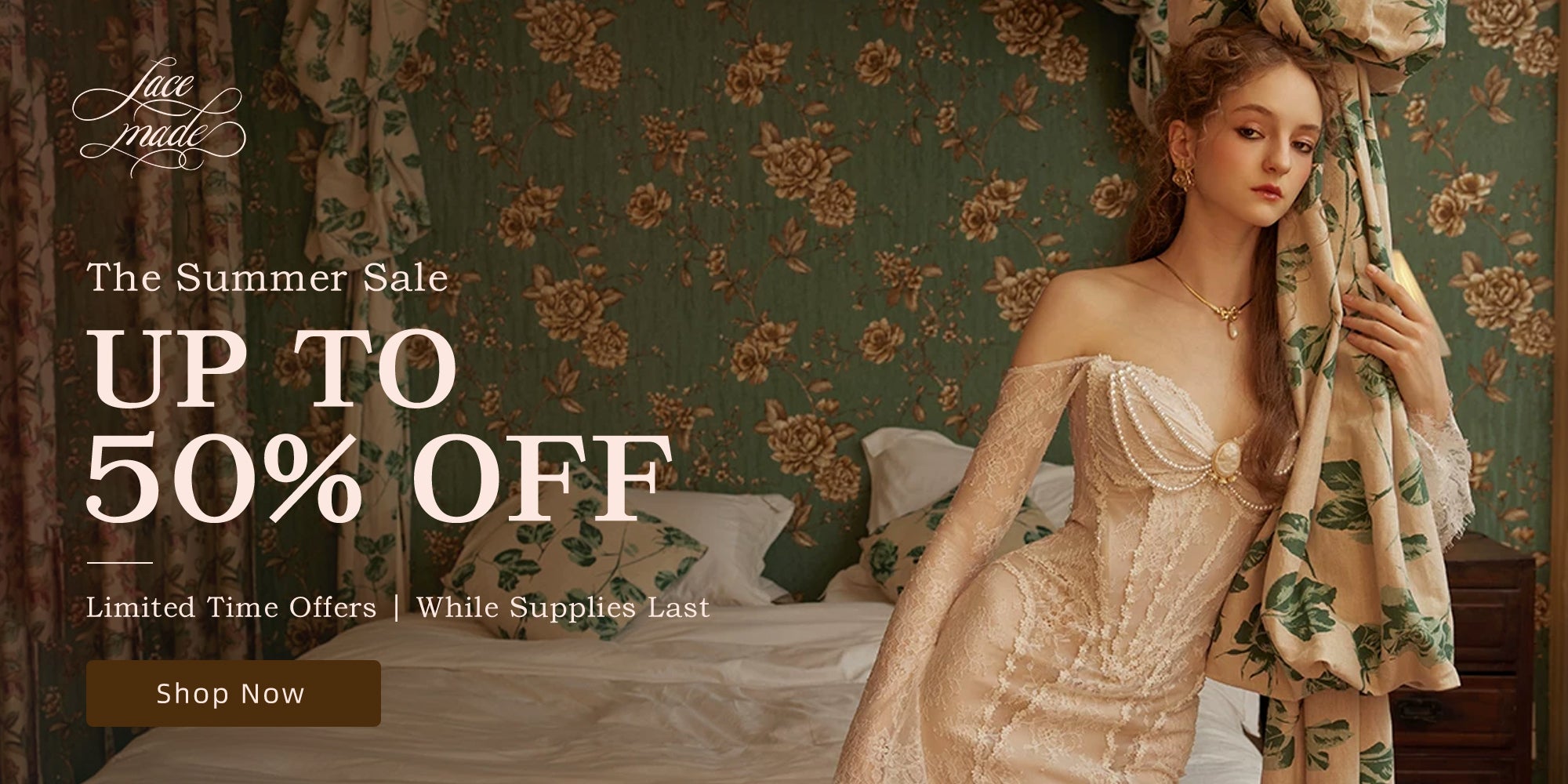 lace made dress Rose Print A Line Corset Midi in Pink The handcrafted flower and bow detail at the neckline adds an elegant Womens Elegant Corsets & Clothing
