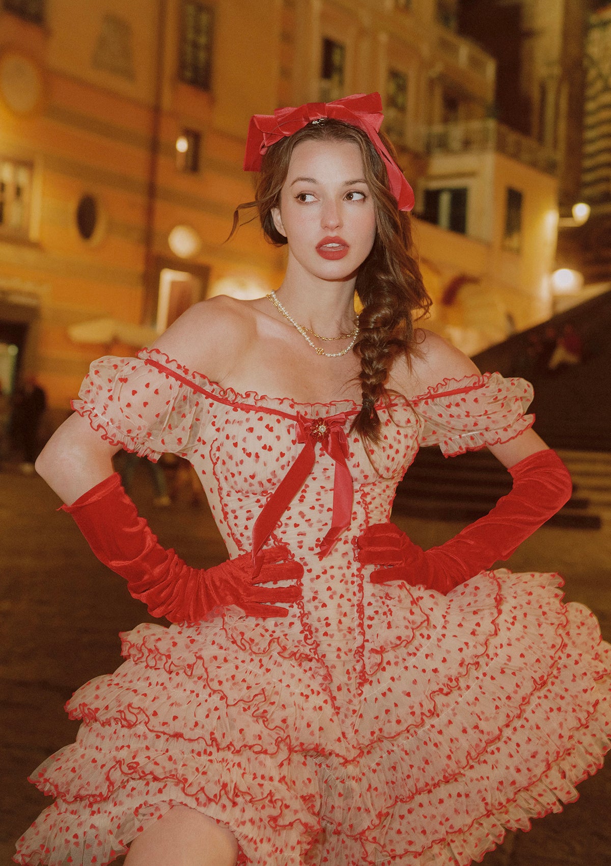 Crimson Velvet Waltz Dress