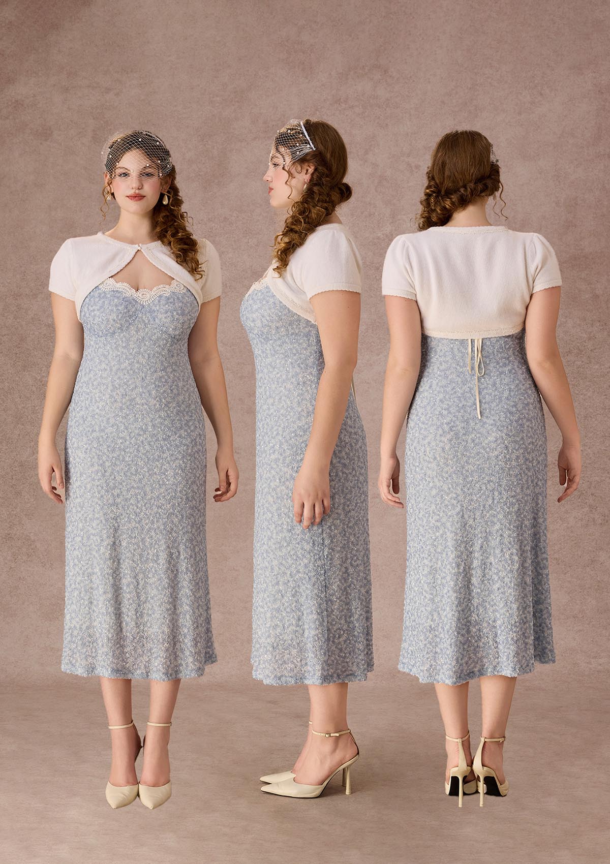 Curve&Plus Azure Coral Dress (Long)