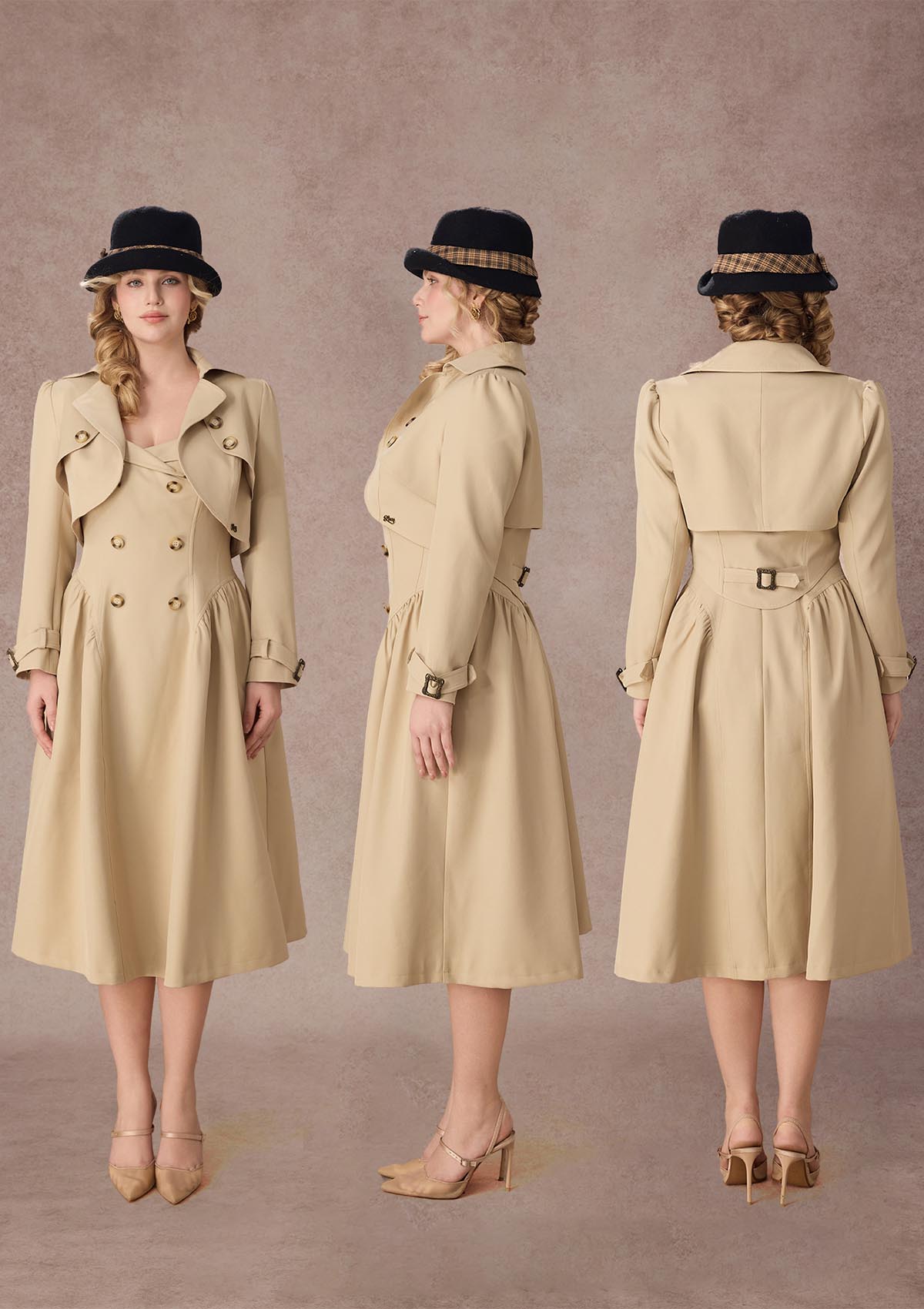 Curve&Plus Cream Tea Trench Coat