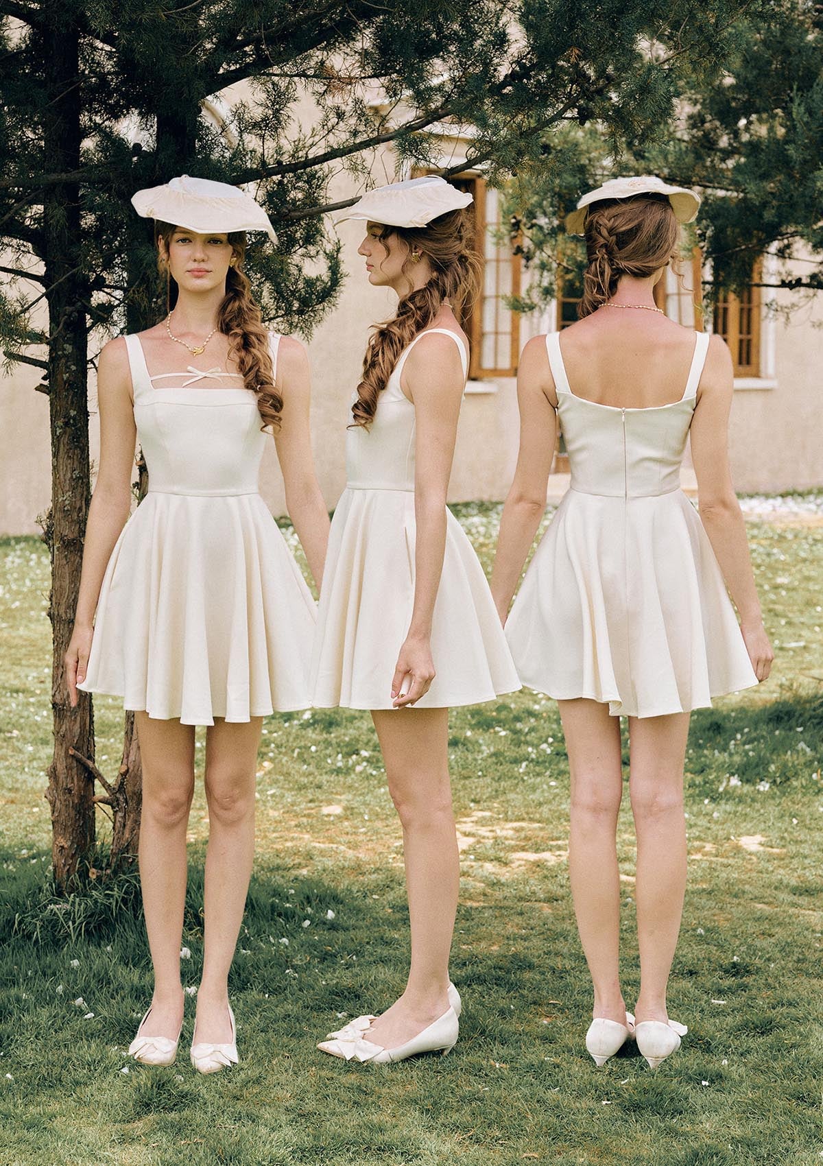 Lacemade "Beyond Campus" White Dress - Front, Side and Back View