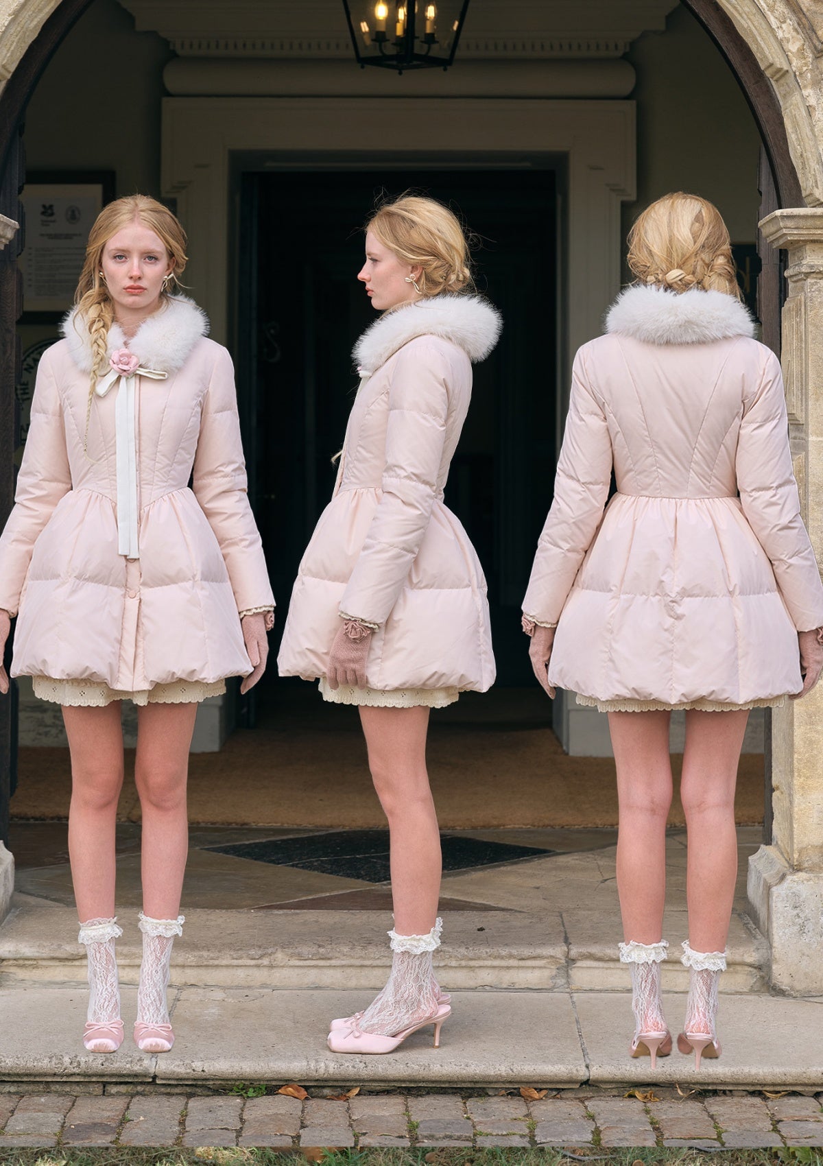 Powder Snow Rose Puffy Down Jacket  (pink)
