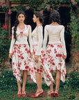 Rosevale Slip Knitted Top (White) - Front, Side and Back View