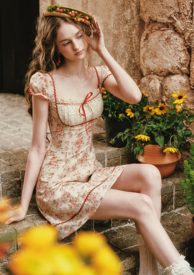 luisa beccaria lace dress Dreamy Luisa Beccaria Pale Turquoise Net Off Shoulder Dress w Pink & G –  Shrimpton Couture main image 1
