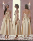 Belle's Gilded Corset Dress - Shimmering champagne gold vintage aesthetic
