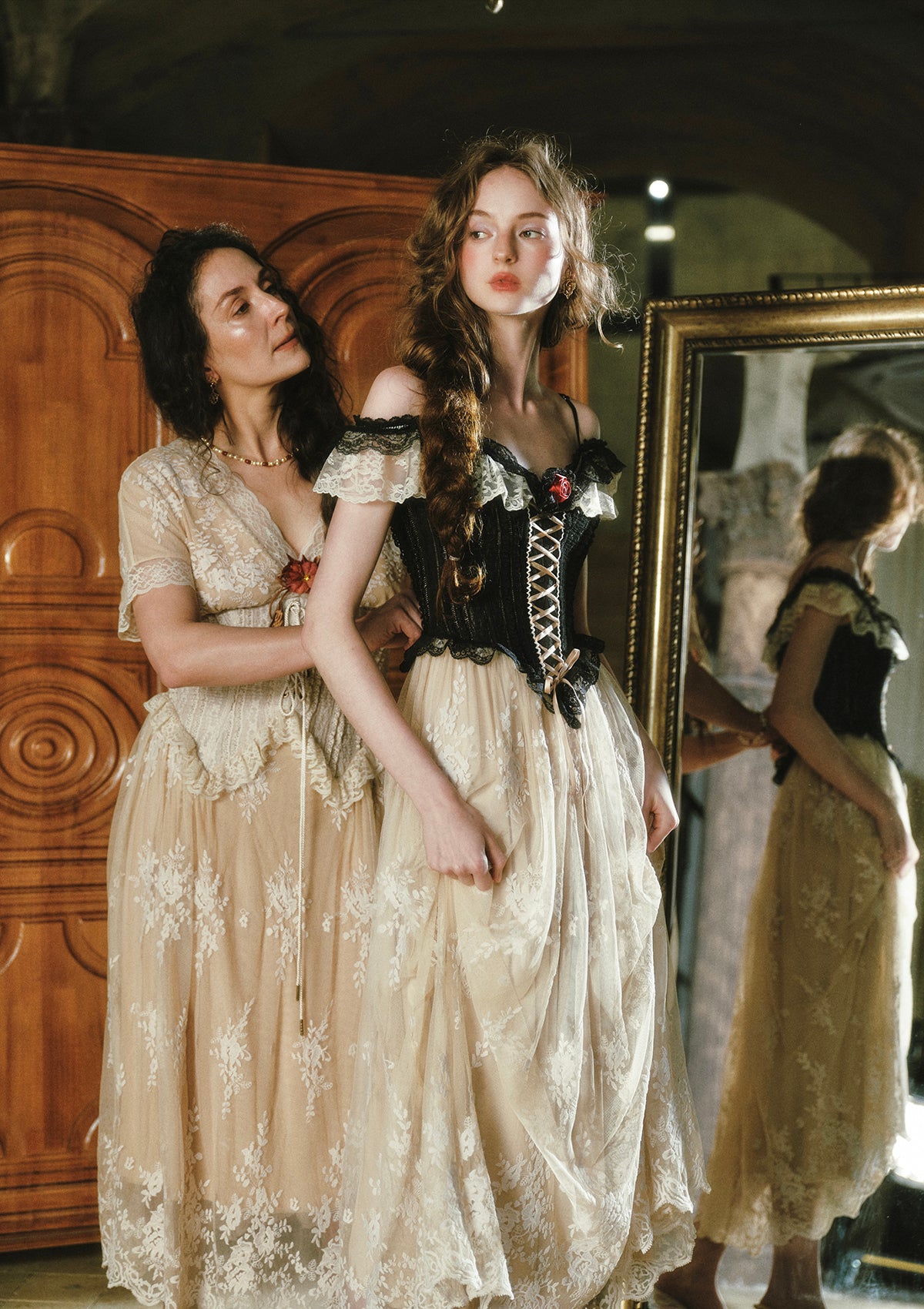 Midnight Crimson  Rose Corset Dress