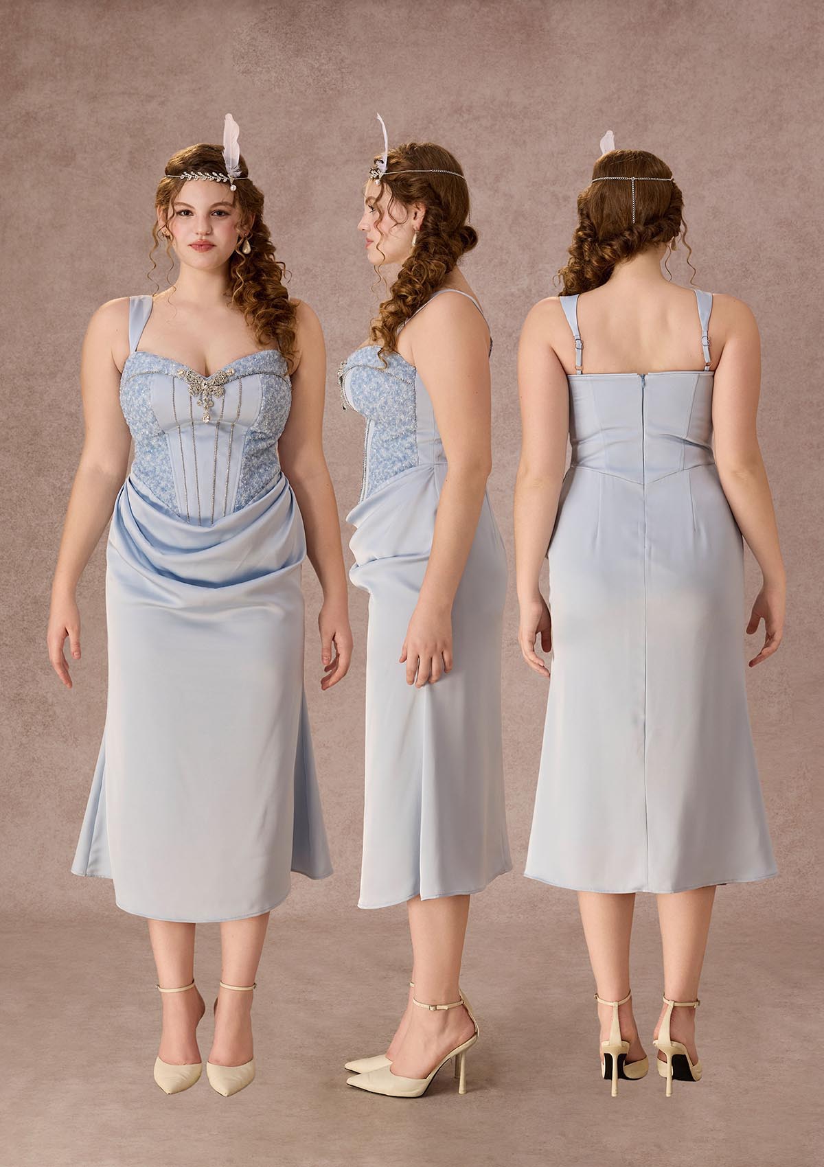 Curve&Plus Moonlit Coral Dress
