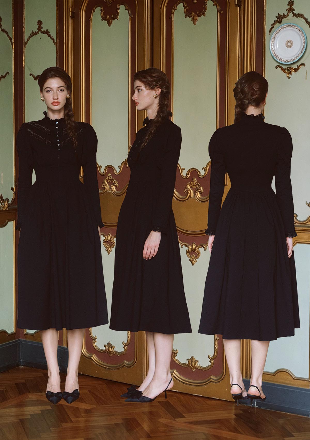 Rose Cape Dress - Raven