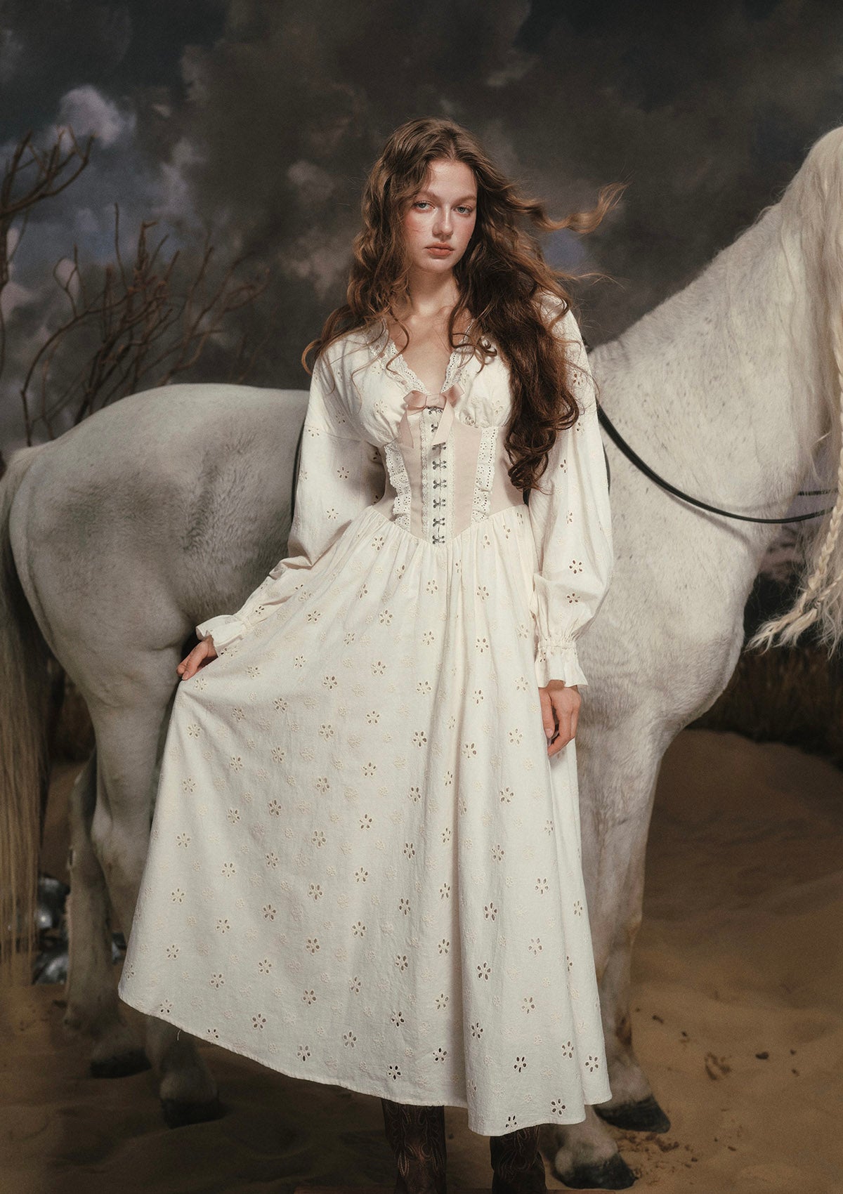 lacemade white dress Satin | Exquisite Fairycore Dress Two Accessory Birds Included The white pearl lace dress