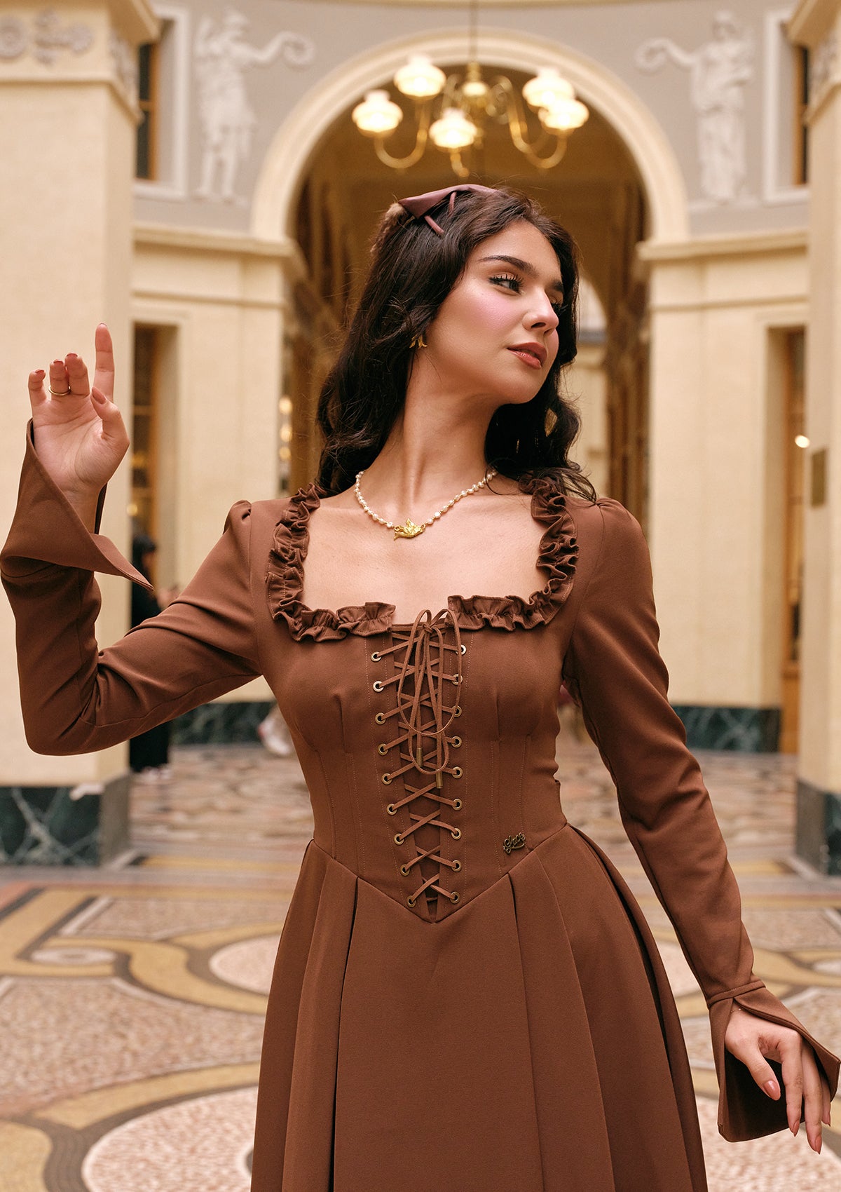 Classic Black Coffee Corset Dress