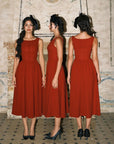 Pan's Cocktail Burgundy Knit Dress - Front, Side and Back View