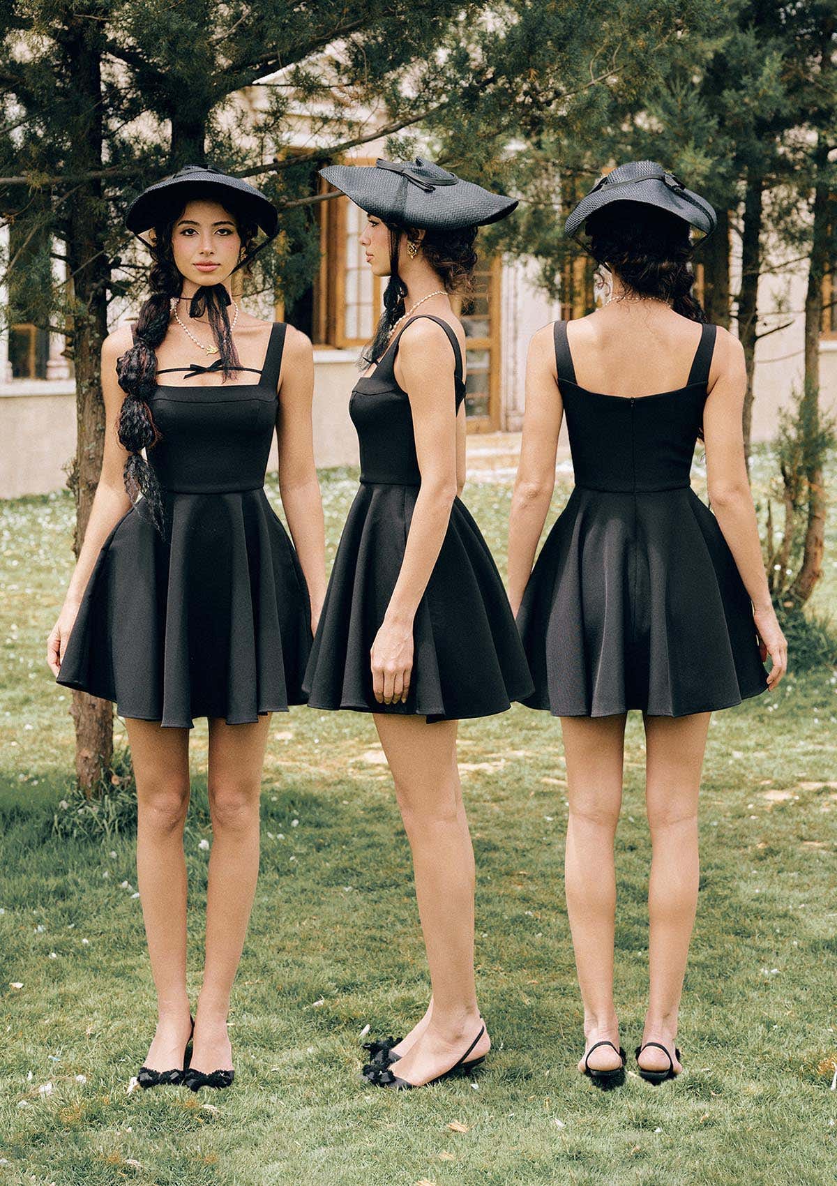 Beyond Campus Black Mini Dress - Front, Side and Back View