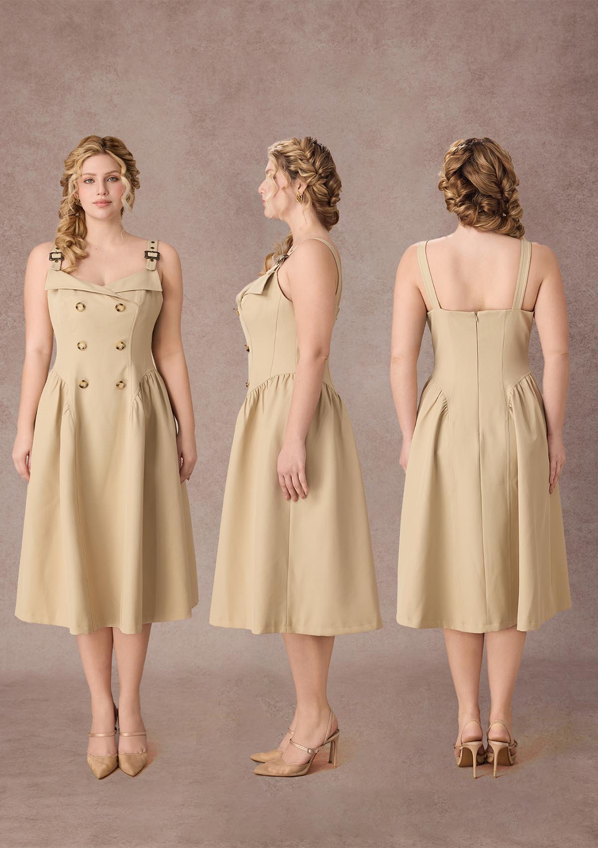 Curve&amp;Plus Cream Tea Trench Dress