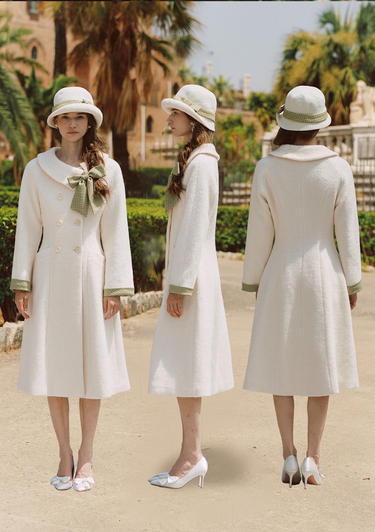Sunlit Daisy Wool Coat (white)