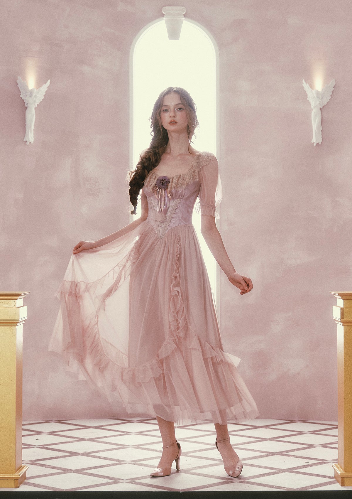 Violet Mandarin Duck Princess Corset Dress