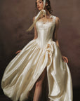 High Slit and Flowing Skirt Detail - Lacemade "White Coronation"