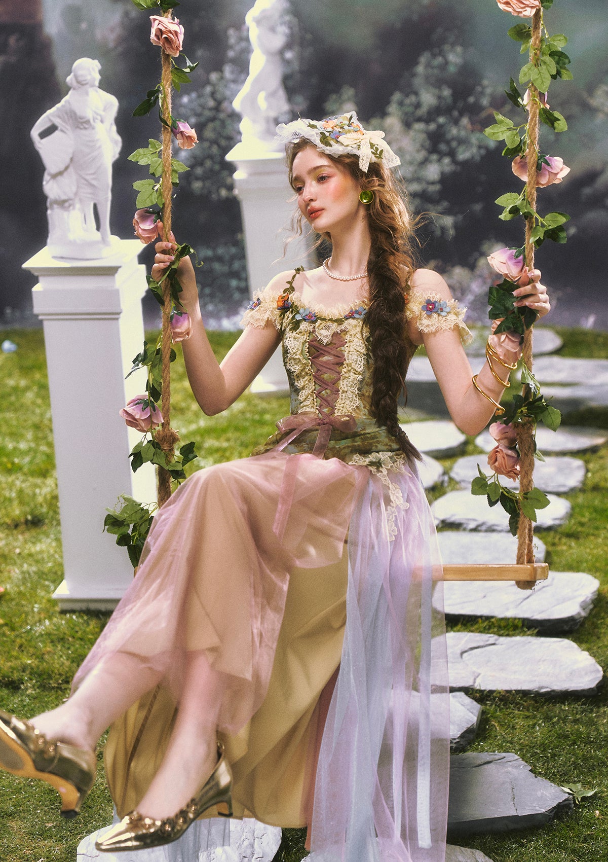 Eucalyptus Whispered by Wind Corset Dress