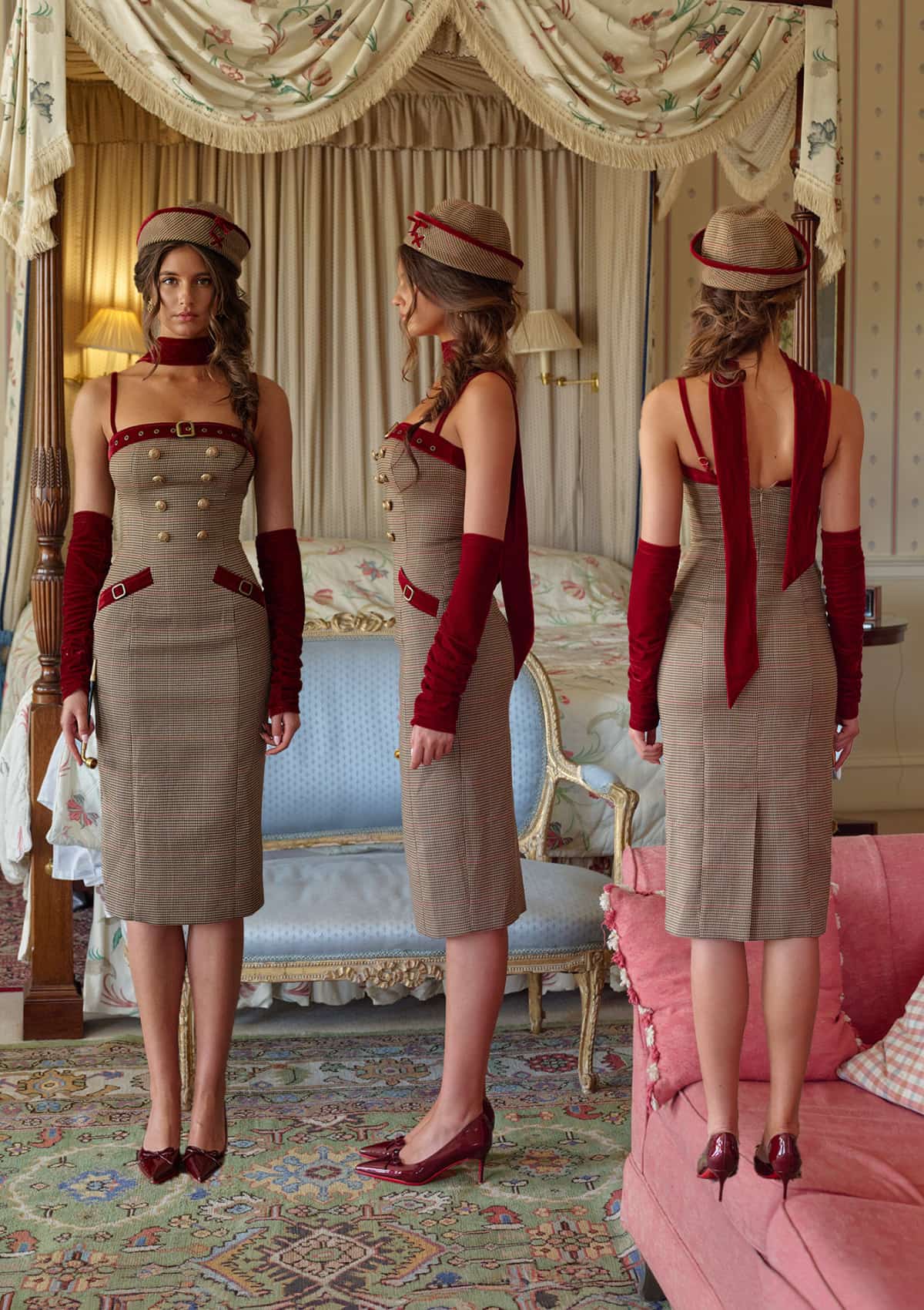 Baroque Red Velvet dress