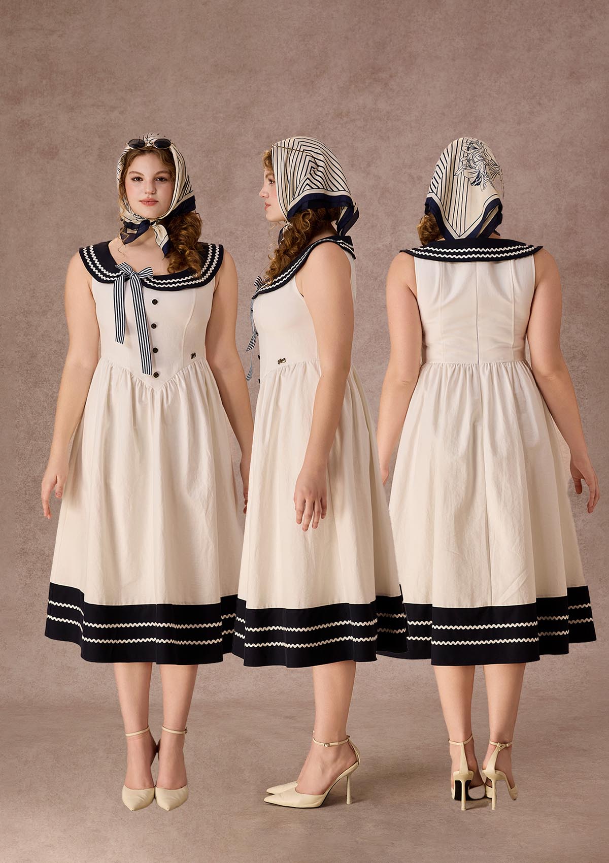 Curve&Plus Sailor Love Letter Dress（Navy）