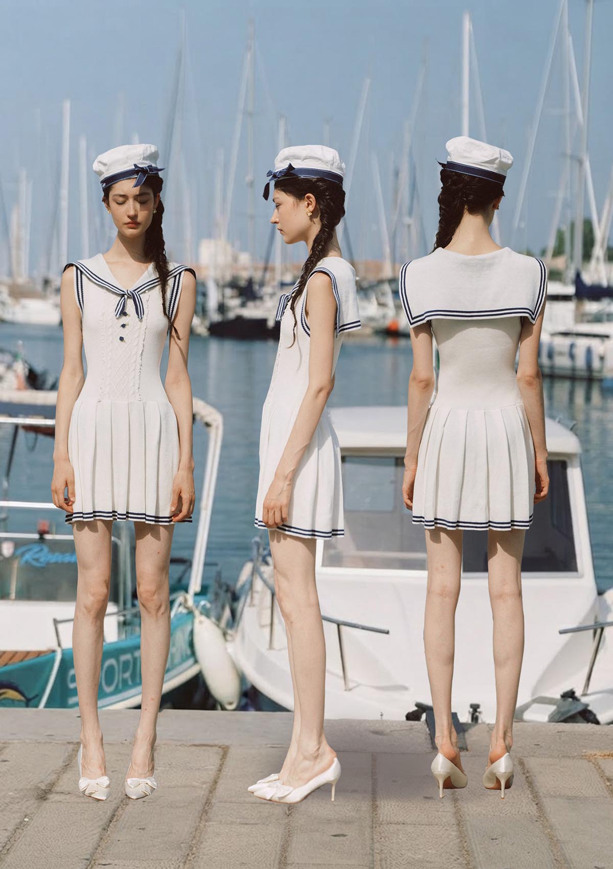 White Sail Maiden Knit Pleated Skirt