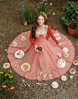Full circle skirt spread of Lacemade "Afternoon Berry Tea" garden party dress