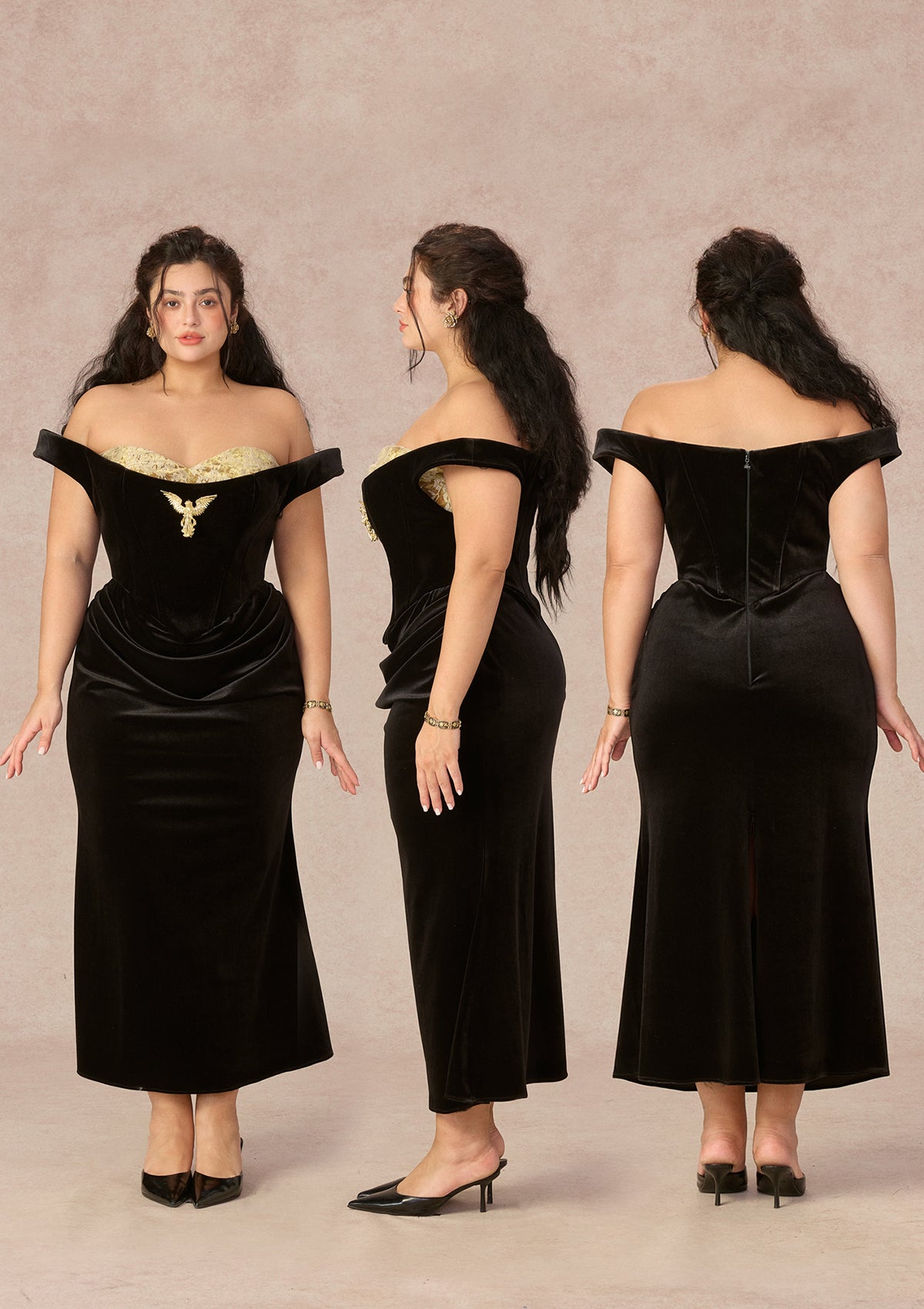 Curve&Plus Golden Eagle Goddess Dress