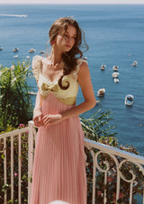 Whimsical Sunlit Blush Pleated Dress