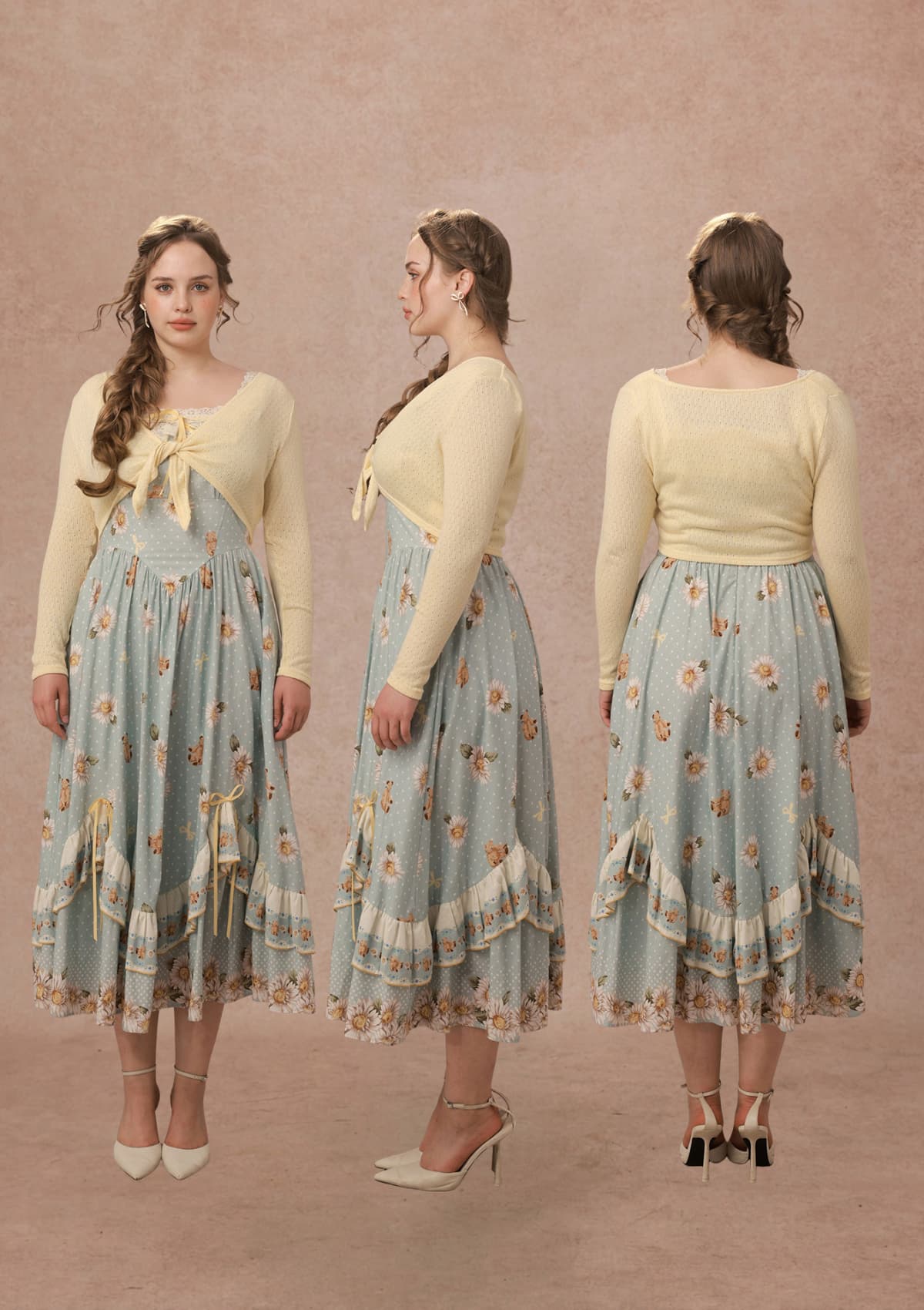 Curve&amp;Plus Flower Vine Novel Knit Cardigan