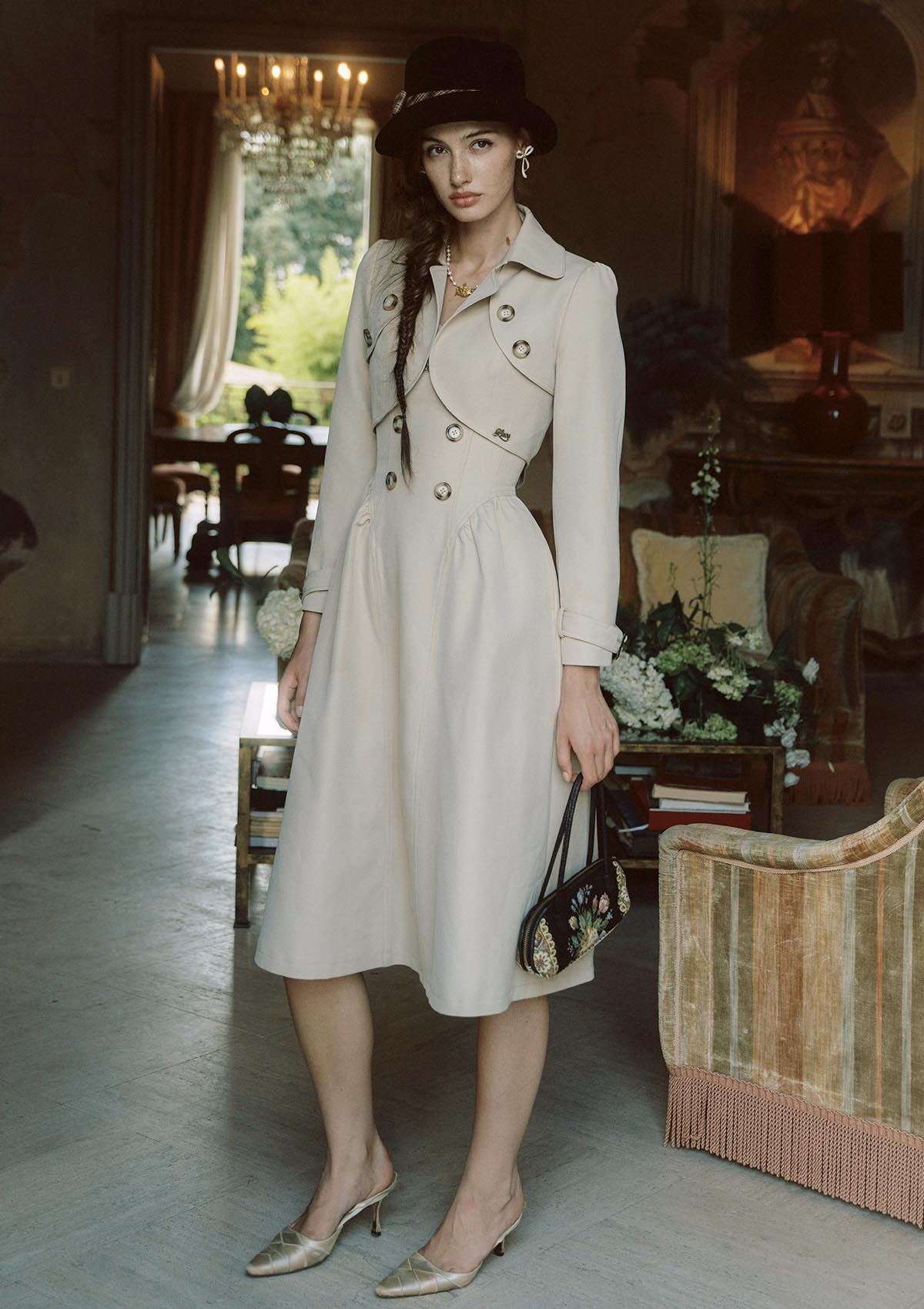 Cream Tea Trench Coat