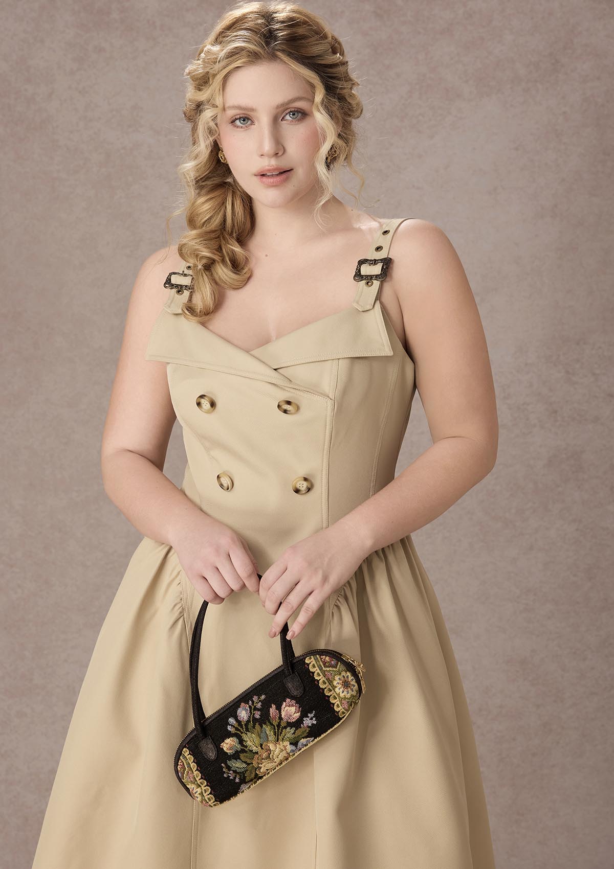 Curve&amp;Plus Cream Tea Trench Dress