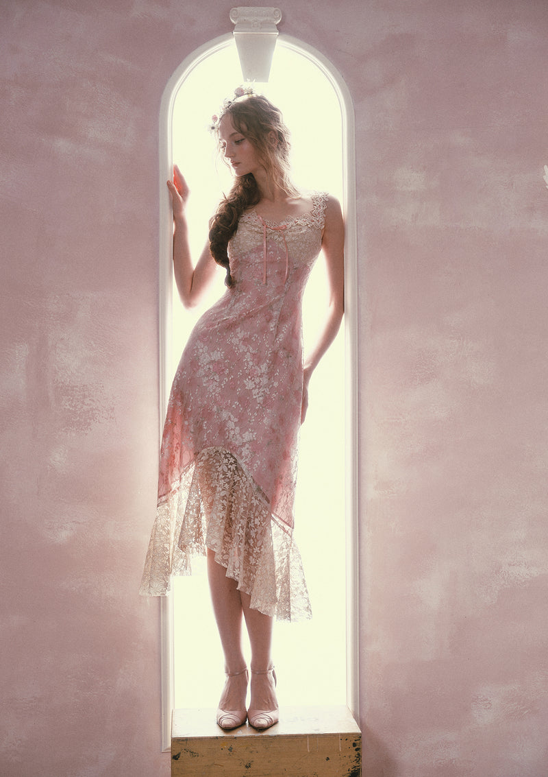 lace and silk maxi dress NAMLA LACE AND SILK SATIN DRESS IN BLACK | CULT MIA main image 1