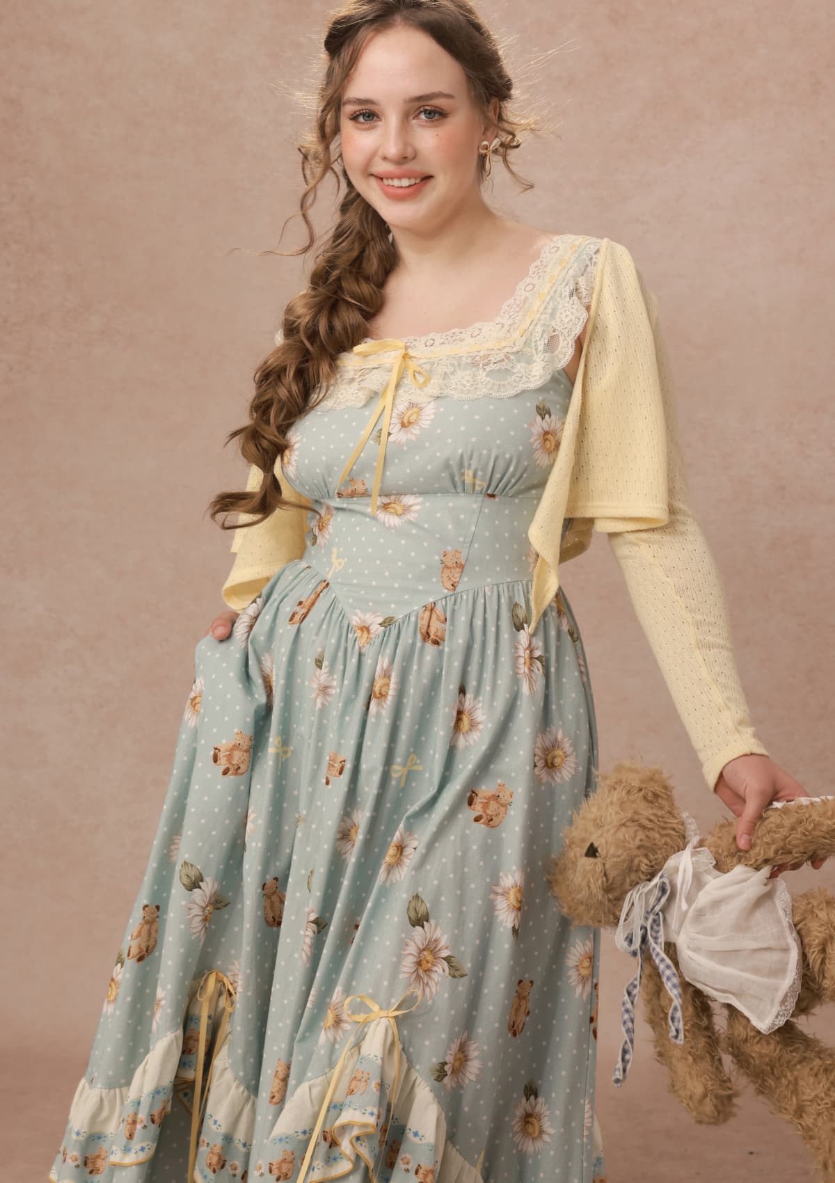Curve&amp;Plus Flower Vine Novel Knit Cardigan