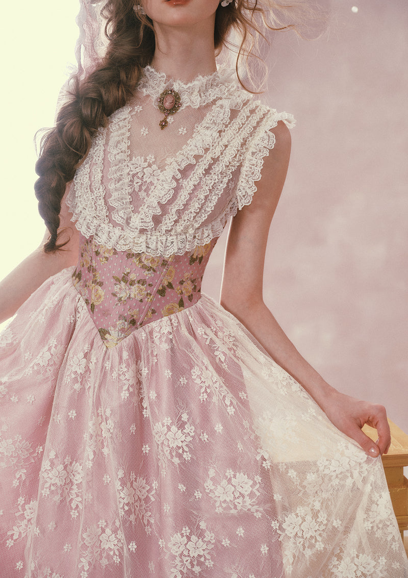 pink lace bustier dress pink corset prom dress Sherri Hill Sheer Lace Corset Bodice Prom Dress 56251 Blush / 6