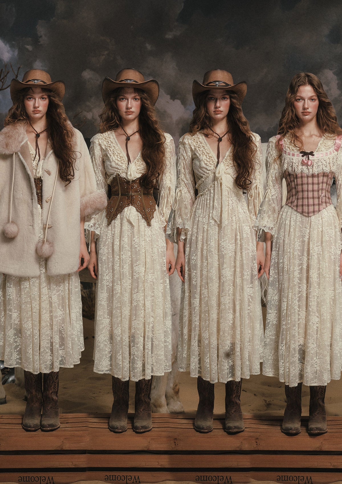 "White Horse Princess" Dress - Front View of White Lace Maxi