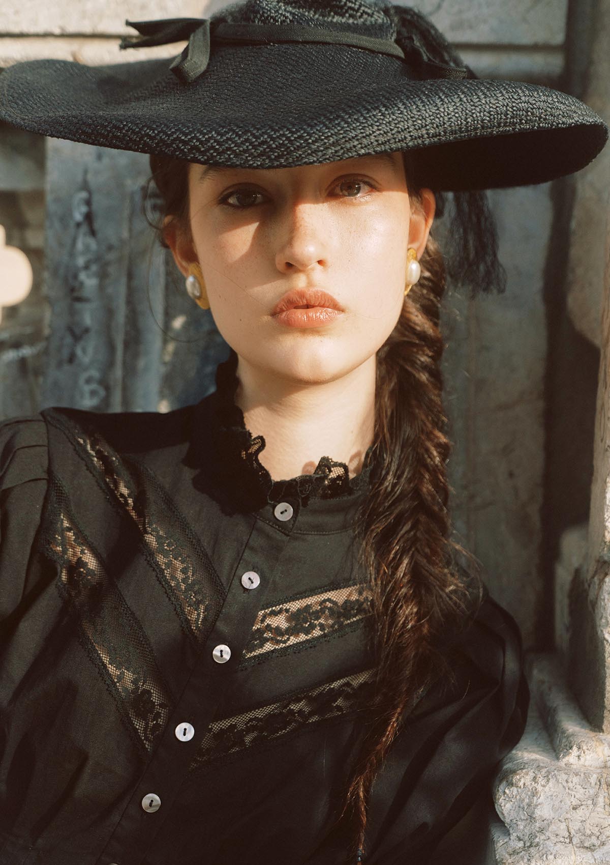 Rose Cape Blouse - Raven