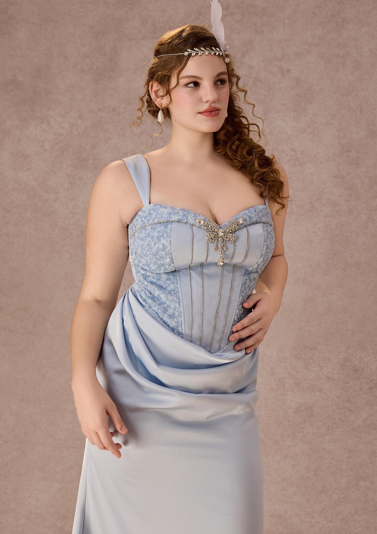Curve&Plus Moonlit Coral Dress
