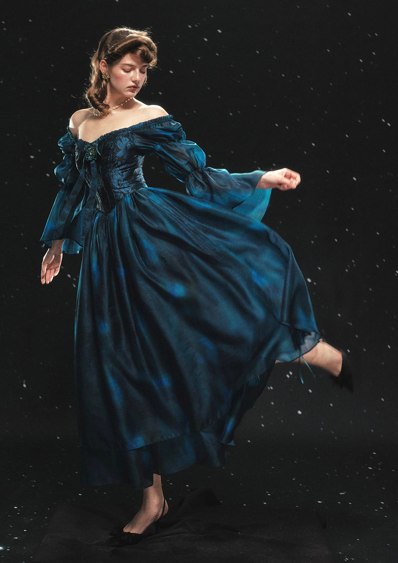Blue Organza Corset Dress | Morpho Helena - Lacemade Pre-Order / XL Blue Organza Corset Dress | Morpho Helena - Lacemade Pre-Order / XL