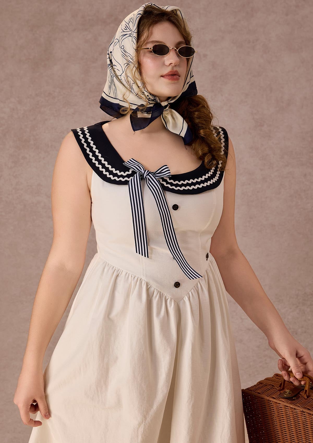 Curve&Plus Sailor Love Letter Dress（Navy）