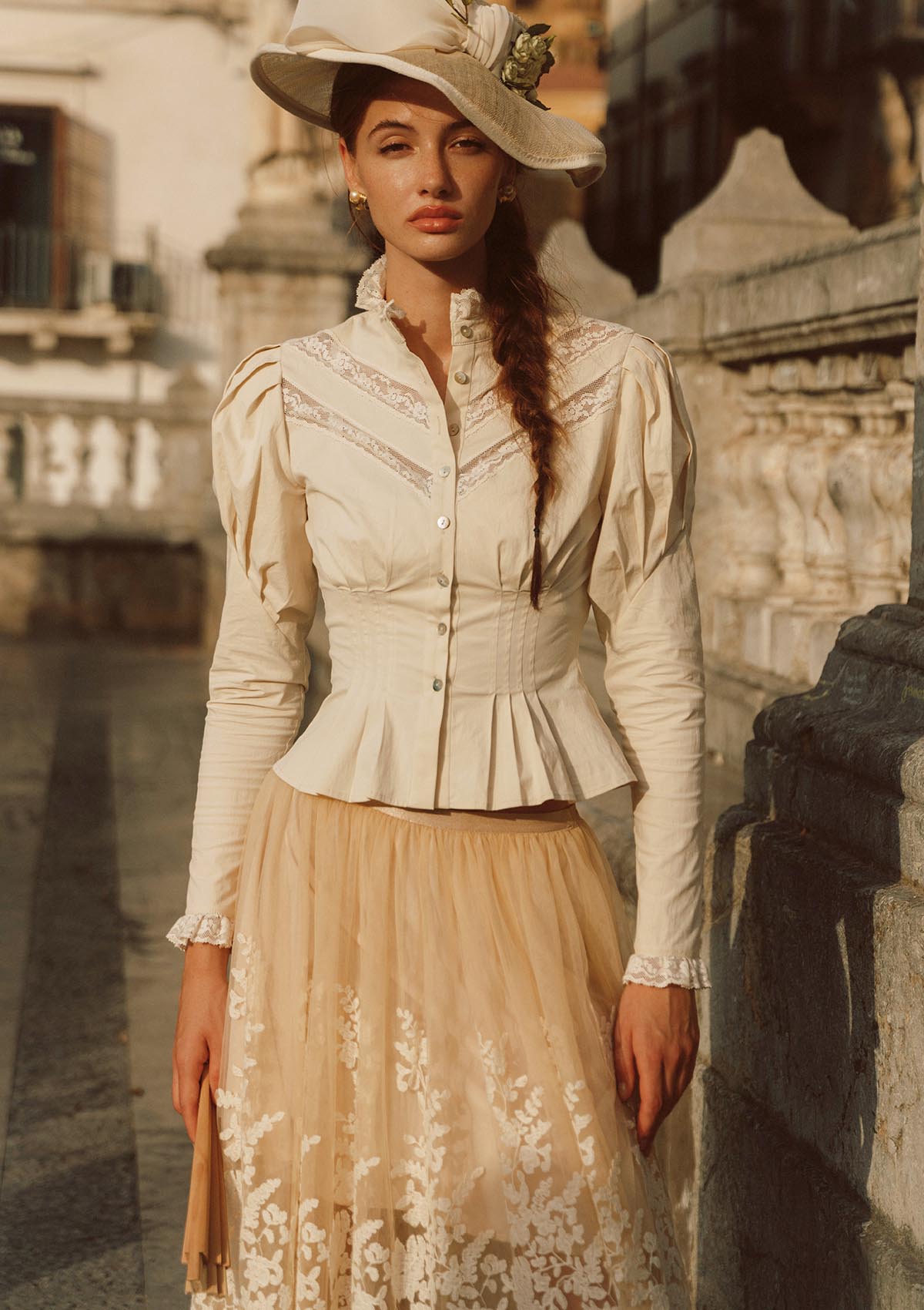 Rose Cape Blouse - Beige