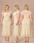Curve&Plus Cream Letter Dress