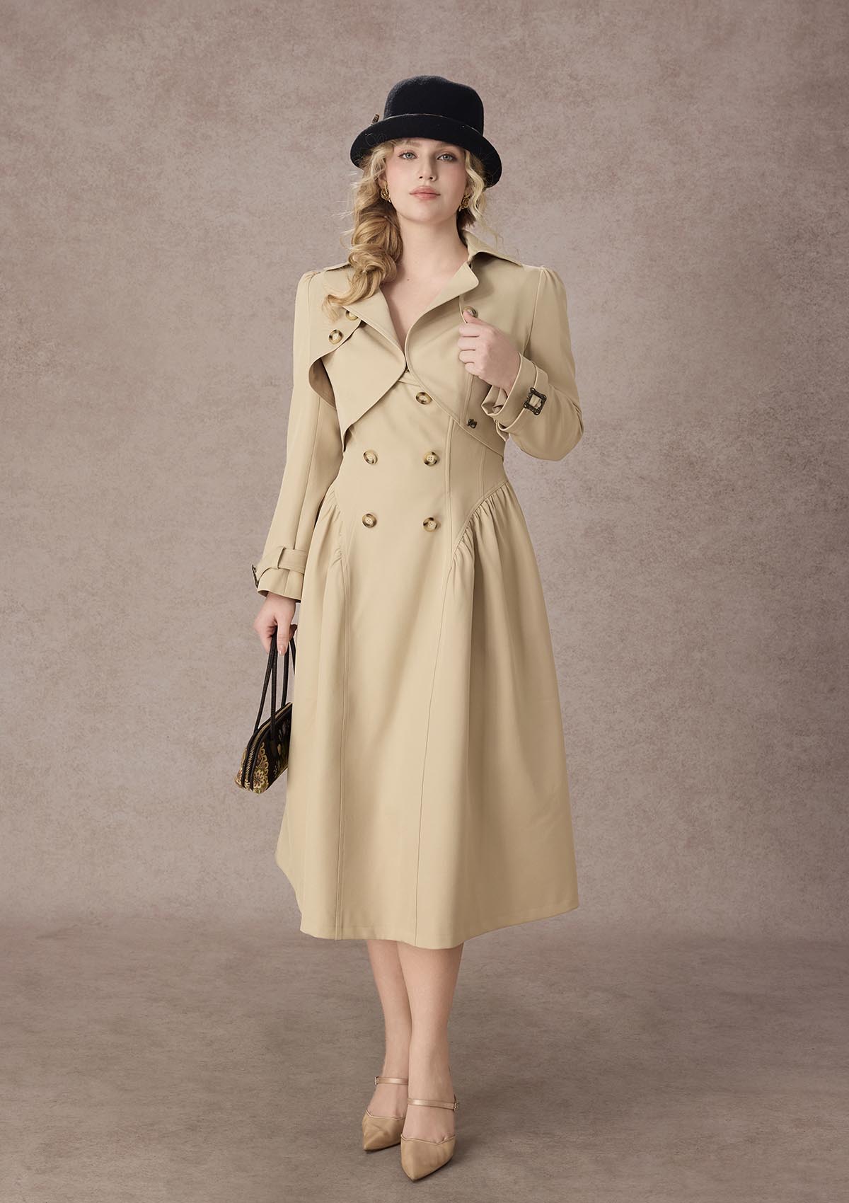 Curve&amp;Plus Cream Tea Trench Coat