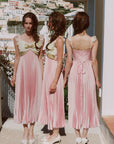 Whimsical Sunlit Blush Pleated Dress