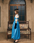 Sapphire Chiffon Blouse - Two-way styling puff sleeves on white blouse