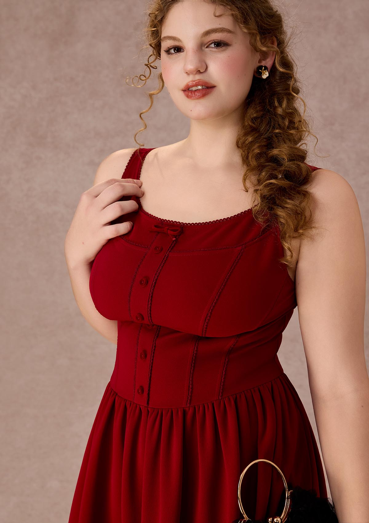 Curve&Plus Pan's Cocktail Knit Dress（Red）