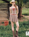 "St. Paul Crimson Berry" skirt - Collegiate style houndstooth mini skirt