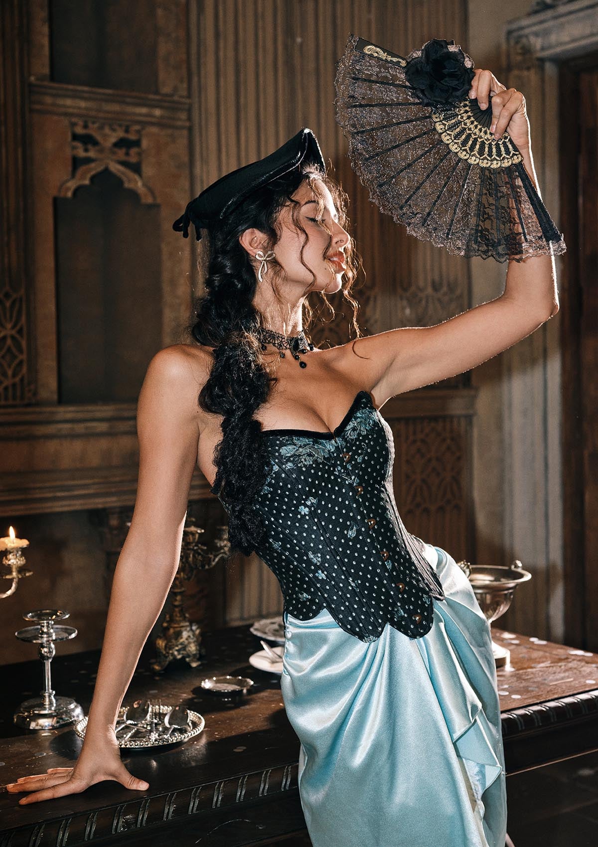 Lacemade Tiffany Banquet structured jacquard corset with contrasting piping details
